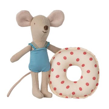 Strandmuis met zwemband met rode stippen - Kleine zus